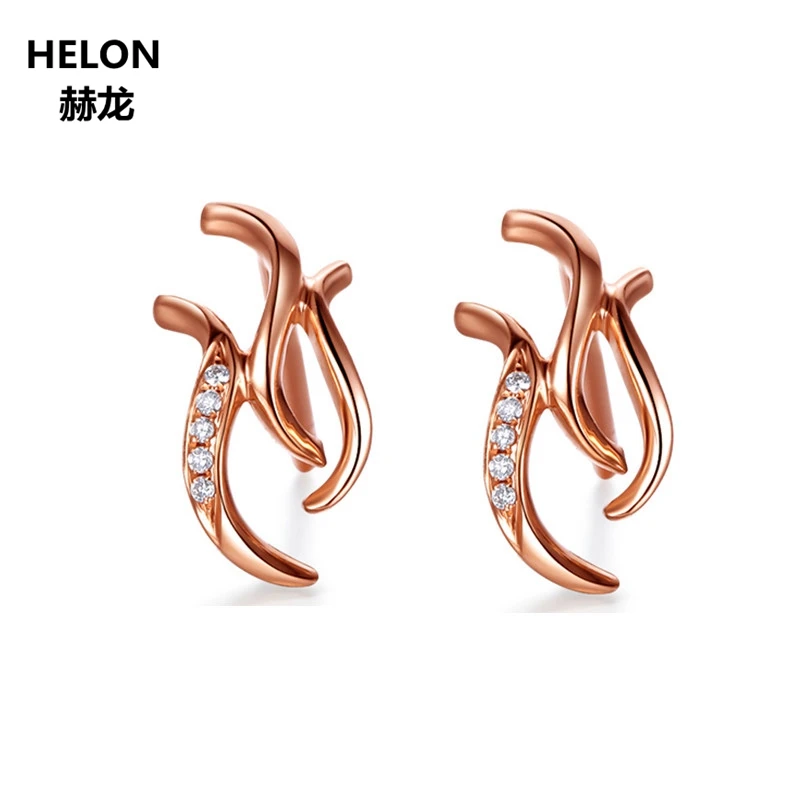 

Solid 14k Rose Gold Natural Diamonds Stud Earrings for Women Fine Jewelry Party Engagement Wedding Earrings