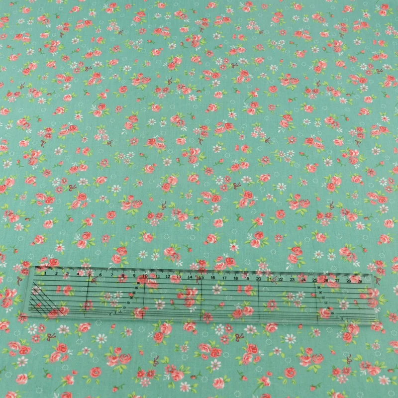 Cotton Fabric Green Flower Patchwork Teramila Fabrics Quilting Doll Sewing Cloth Cover Home Textile Decoration Bedding Clothing