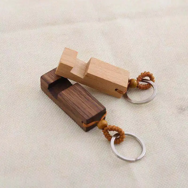 

Rustic Multi-function Wooden Keychain Keyring Key Holder Cell Phone Stand Holder (Beech Wood/Black Walnut)