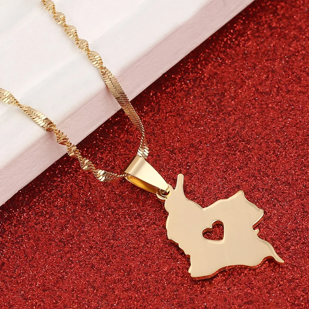 

Colombia Map Pendant Necklace for Women Gold Color Jewelry Map of Colombian Jewelry