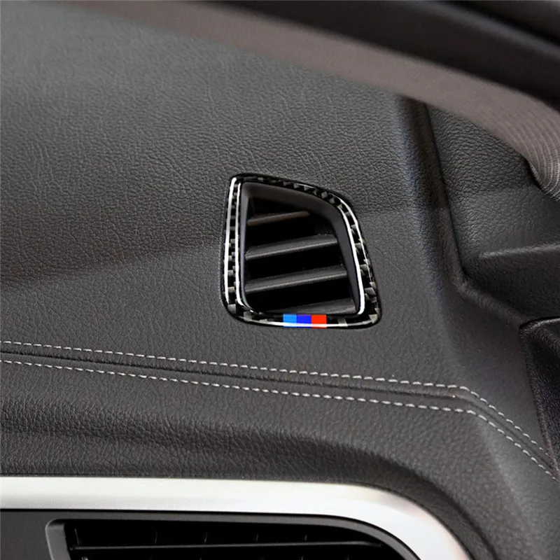 For bmw F20 F21 118i 1 series Carbon Fiber Interior air conditioning vent Outlet Trim Cover Car Styling 3D Stickers  Accessorie (14)