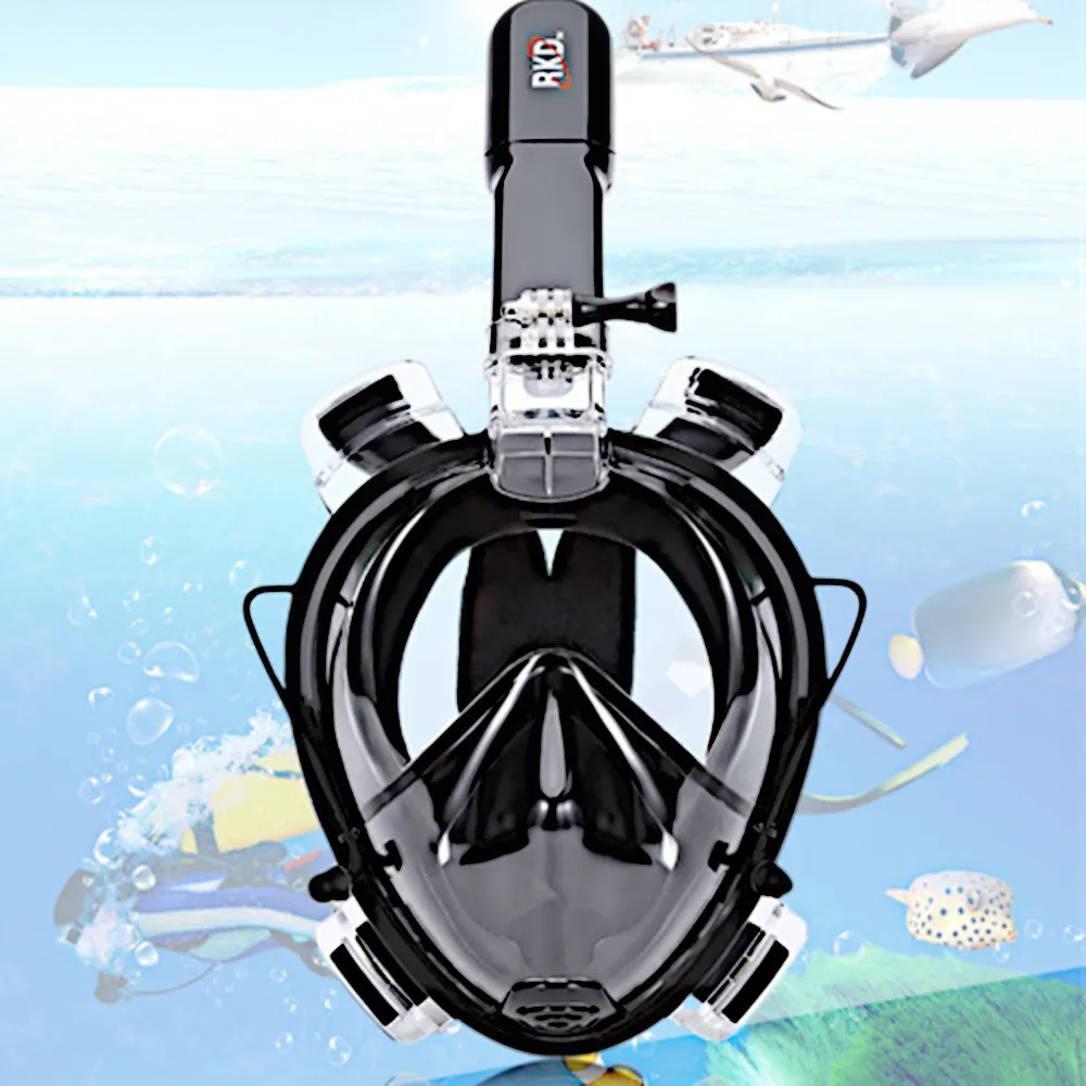 

RKD Underwater Snorkel Diving Mask Anti Fog Full Face Diving Mask Detachable Dry Snorkeling Masks Set For GoPro Camera