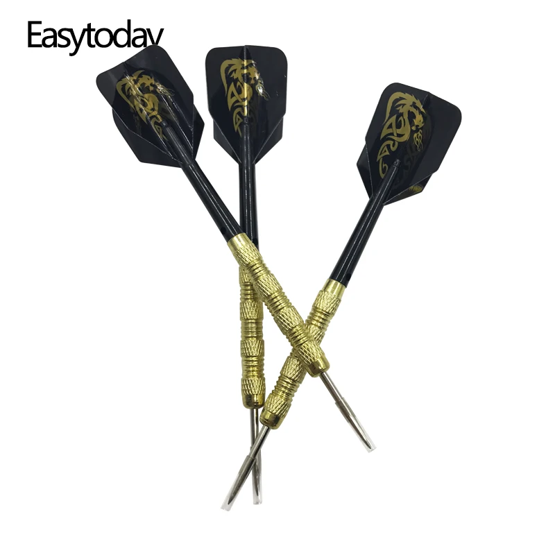 Easytoday 6Pcs/set Professional Darts Set Iron Plated Copper Barrel Plastic Dart Shaft Standard Darts Flights Throwing Games