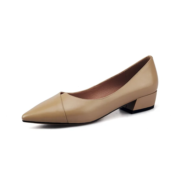 SOPHITINA/Новинки г.; Лидер продаж; Пикантные туфли-лодочки высокого качества из натуральной кожи с заостренным носком; Обувь на большом низком каблуке; Повседневные дамские туфли; фасон обувь; SO123 - Цвет: brown