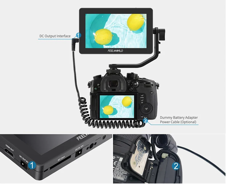 FEELWORLD F6 Plus 5,5 дюймов Suppor 4K 3D DSLR камера полевой монитор 1080P для Canon sony DSLR камера s и карданный стабилизатор