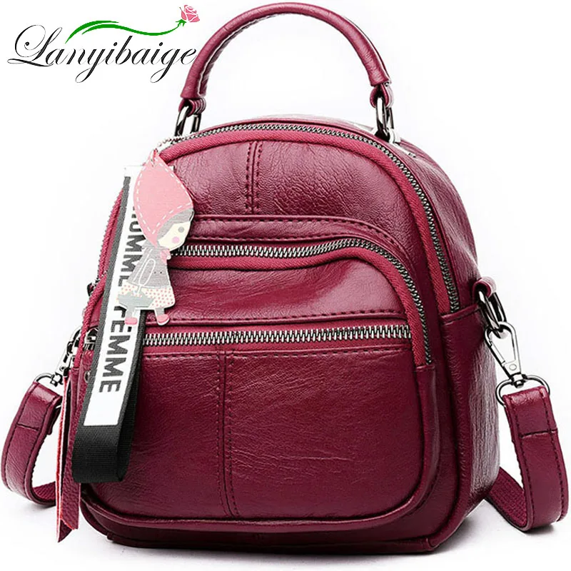 

LANYIBAIGE 2019 Preppy Style Mini Women Backpack Youth Leather Backpacks for Teenage Girls Female School Bag Bagpack mochila S