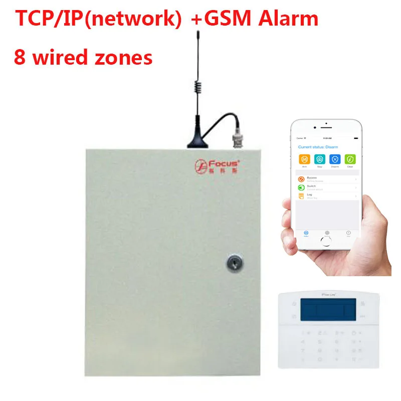 IP Network computer APP control+GSM sim card wireless+wired security alarm system supporting CMS