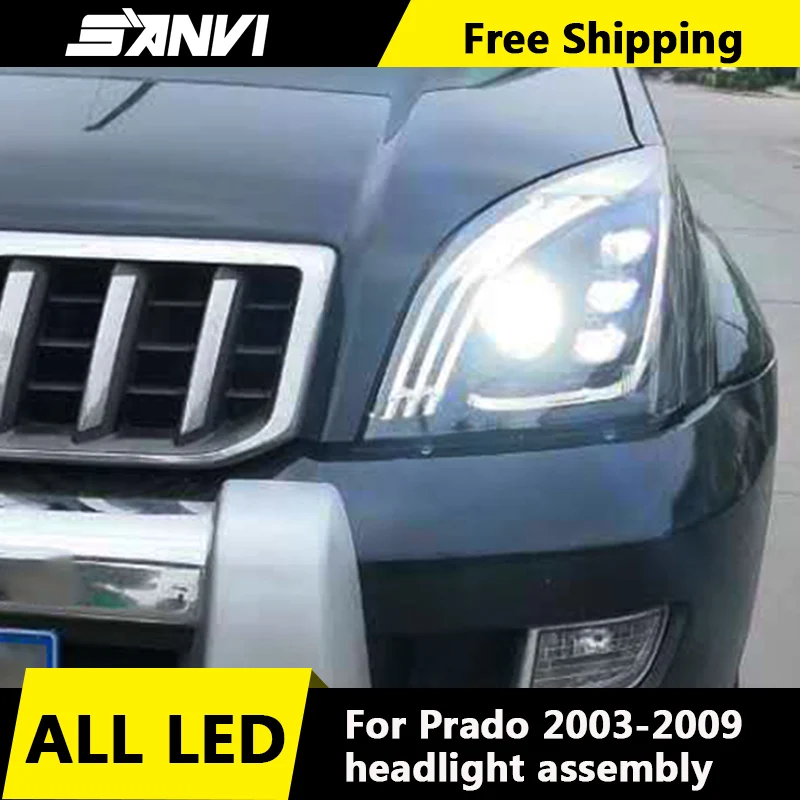 Sanvi 2 шт фара в сборе для Toyota Prado 2003-2009 модернизация фар с светодиодный фары светодиодный DRL