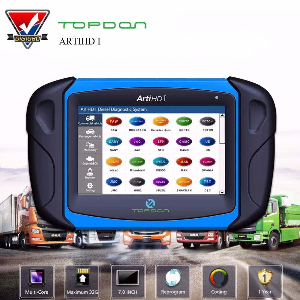

Topdon ArtiHD I Automotive Diagnostic Scan Tool for Heavy Duty and Commercial Vehicles with ECU Reprogram/Calibration