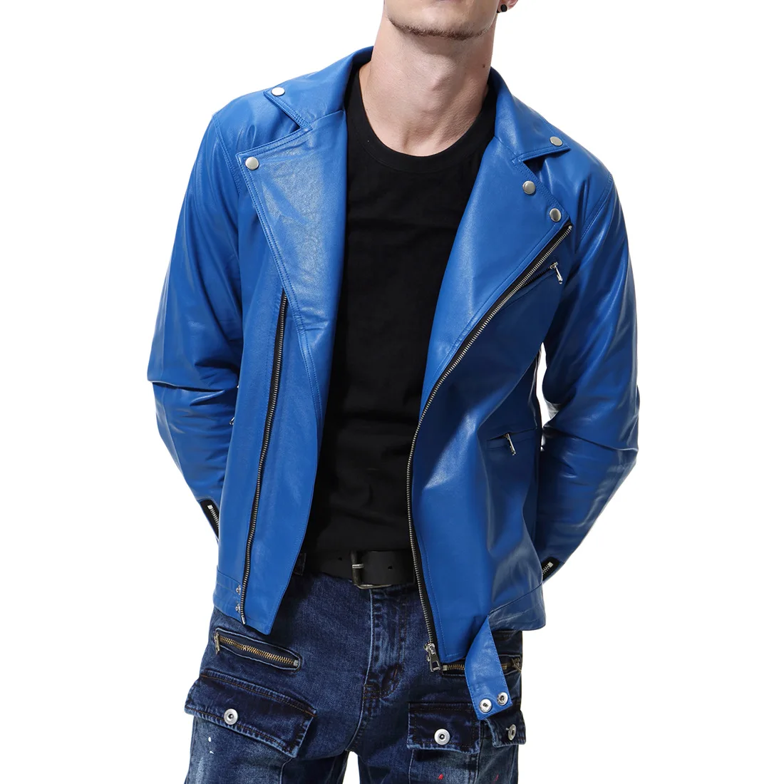 2019 Autumn New Men's Motorcycle Leather European And American Trend Large Size Men's Leather Jacket Men's Jacket Y667 2019 Autumn New Men's Motorcycle Leather European And American Trend Large Size Men's Leather Jacket Men's Jacket Y667