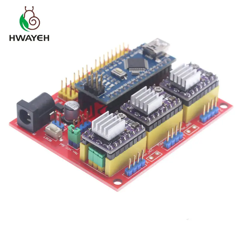 CNC Щит V4 гравировальный станок 3d принтер+ 3 шт. DRV8825 драйвер Плата расширения для Arduino NANO V3. 0 С usb-кабелем nano 3,0