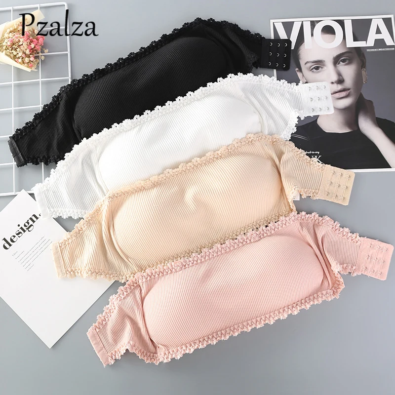 

2019 New Summer Wrap Top Casual Women Strapless Top Home wear Tube Top Female Bandeau Removable Chest Pad Hight Quality