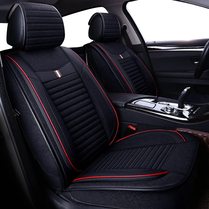 

New Auto automobiles Flax-leather car seat cover For hyundai accent elantra santa fe solaris sonata tucson of 2018 2017 2016