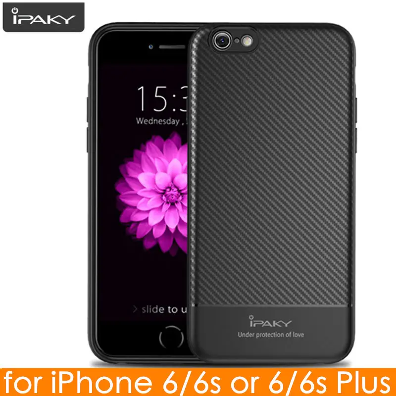 

for iPhone 6 6s Plus Case Original IPAKY Carbon Fiber Skin Hybrid Silicone Protective Soft Cover for Apple iPhone 6 6s case