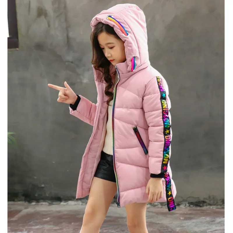 Детская зимняя куртка для девочек, детская парка г., теплая верхняя одежда для девочек-подростков детское пуховое пальто с капюшоном, одежда для девочек от 3 до 13 лет
