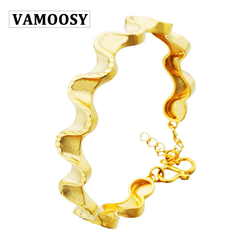 

VAMOOSY 2018 New Design 24K Gold Color Opening Irregular Copper Bracelet BOHO Bracelet Cuff Women's Bracelet Jewelry Top Quality