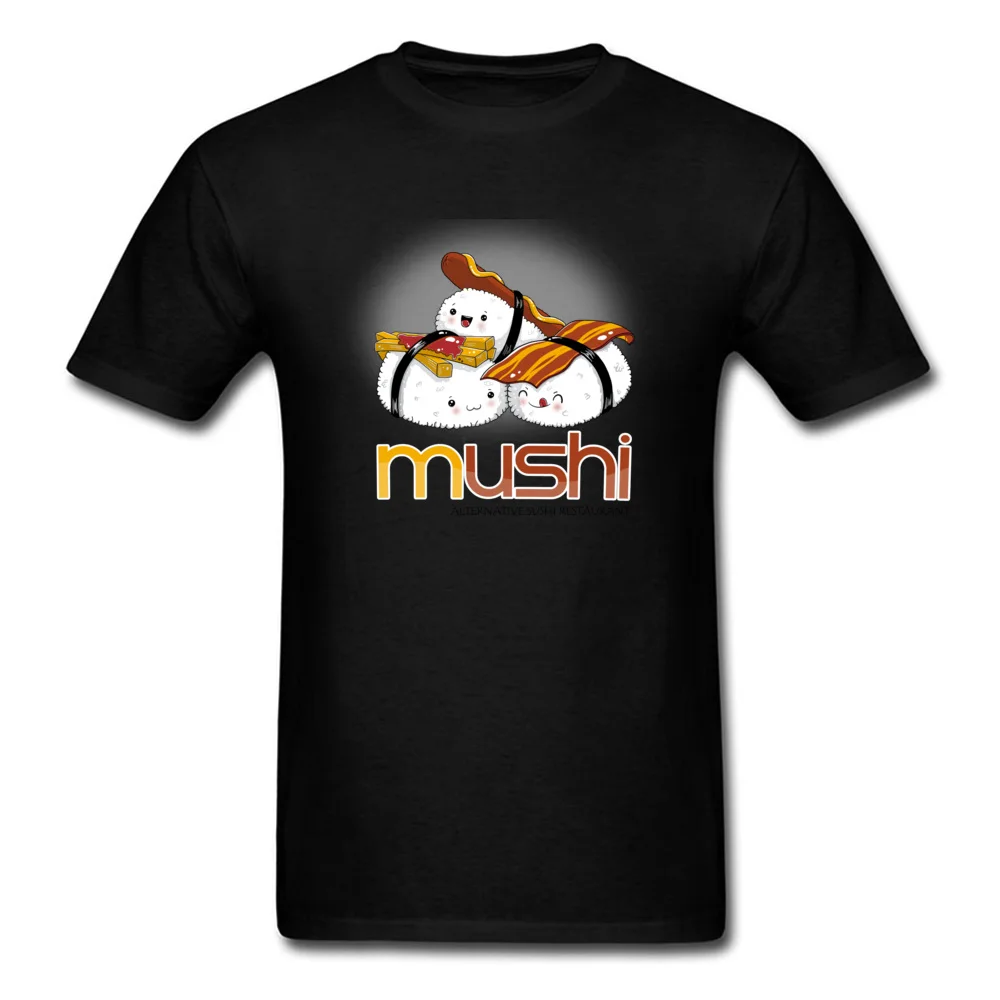 100% Cotton Men Short Sleeve Mushi T-shirts Custom Tops Shirt Graphic Camisa Crew Neck Clothing Shirt Free Shipping Mushi black