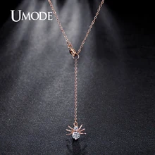 UMODE паук розовое золото цвет круглой огранки прозрачный кубический цирконий чокер кулон ожерелья ювелирные изделия для женщин колье Femme подарок UN0227