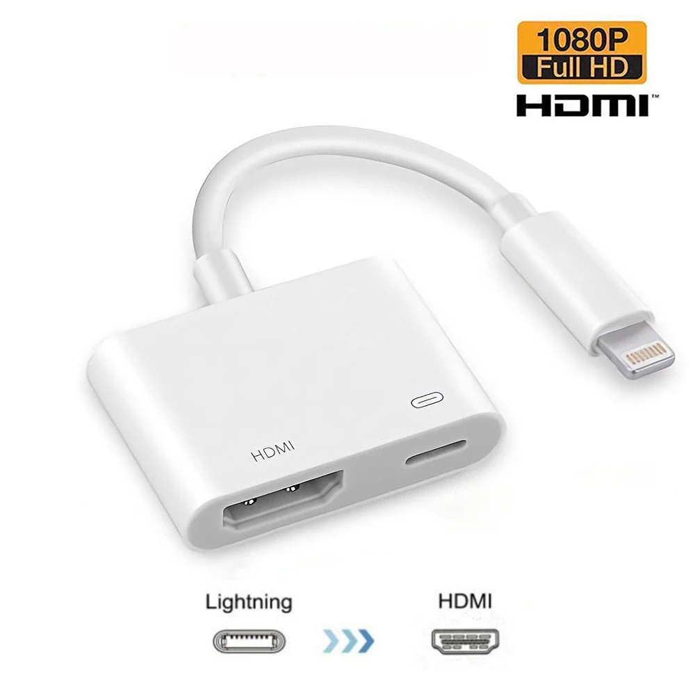 Освещение цифровой av-hdmi адаптер с зарядным портом для HDTV монитора проектора 1080P для iPhone iPad iPod