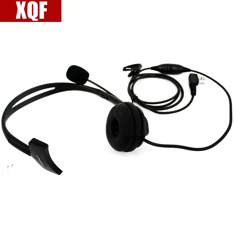 XQF Hot Black 2 Pin Headphone Headset with Swivel Boom Mic for Kenwood Baofeng TYT Two Way Radio