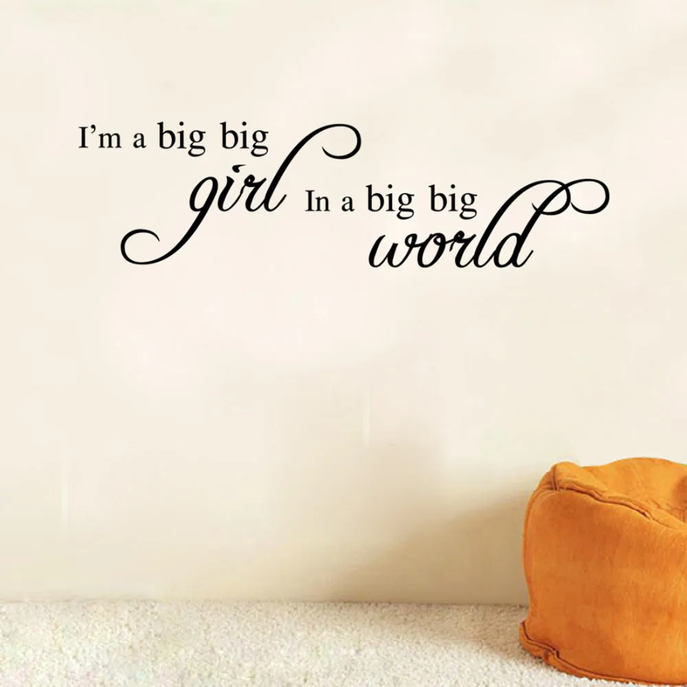 Black 1pc Lyrics Of Song Big Big World Removable Wall Stickers