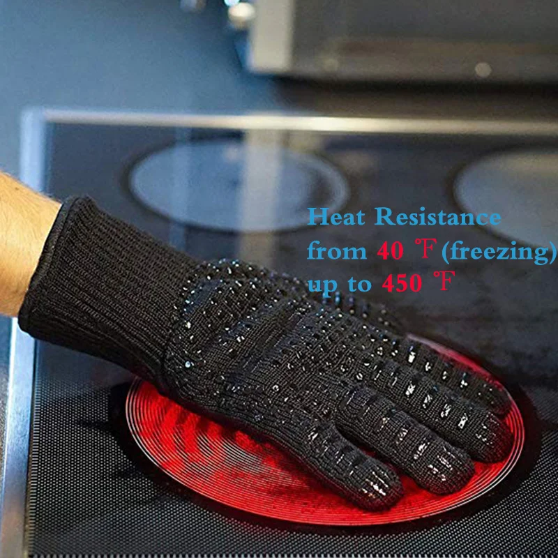 Kitchen Gloves WALFOS Extreme Heat Resistant BBQ Gloves Grill Gloves Cooking Glove Oven Mitt for Kitchen Baking Tools
