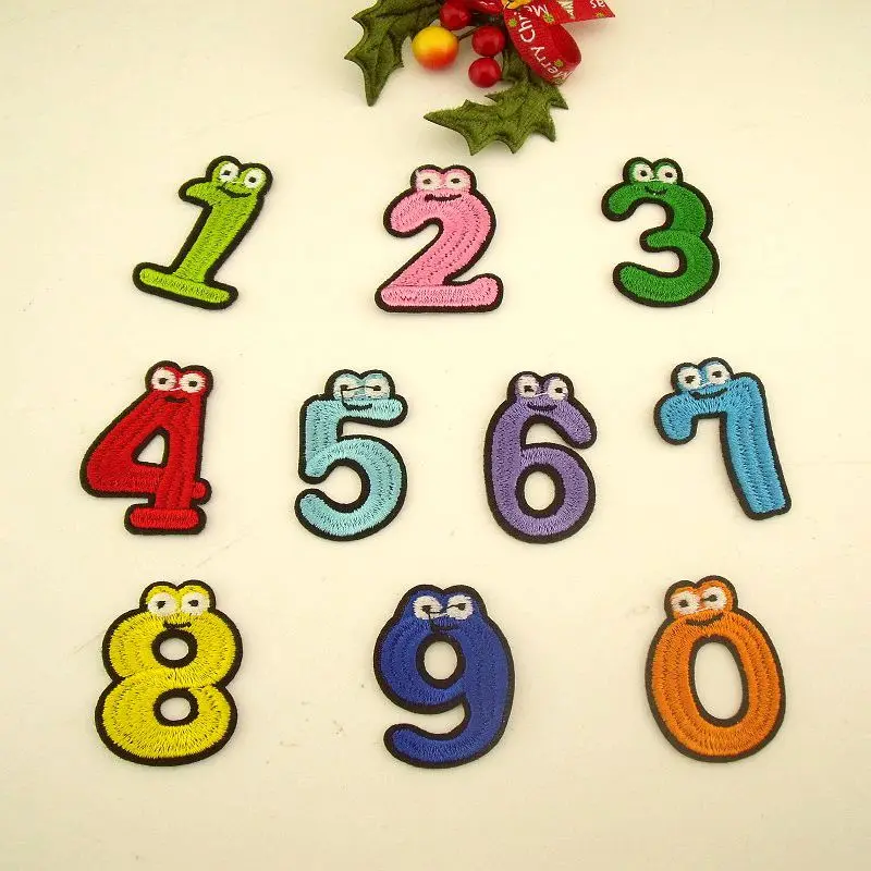 

1Pc 0-9 Number patches cartoon embroidery sticker clothes patches iron DIY iron-on patch for clothing sewing accessories