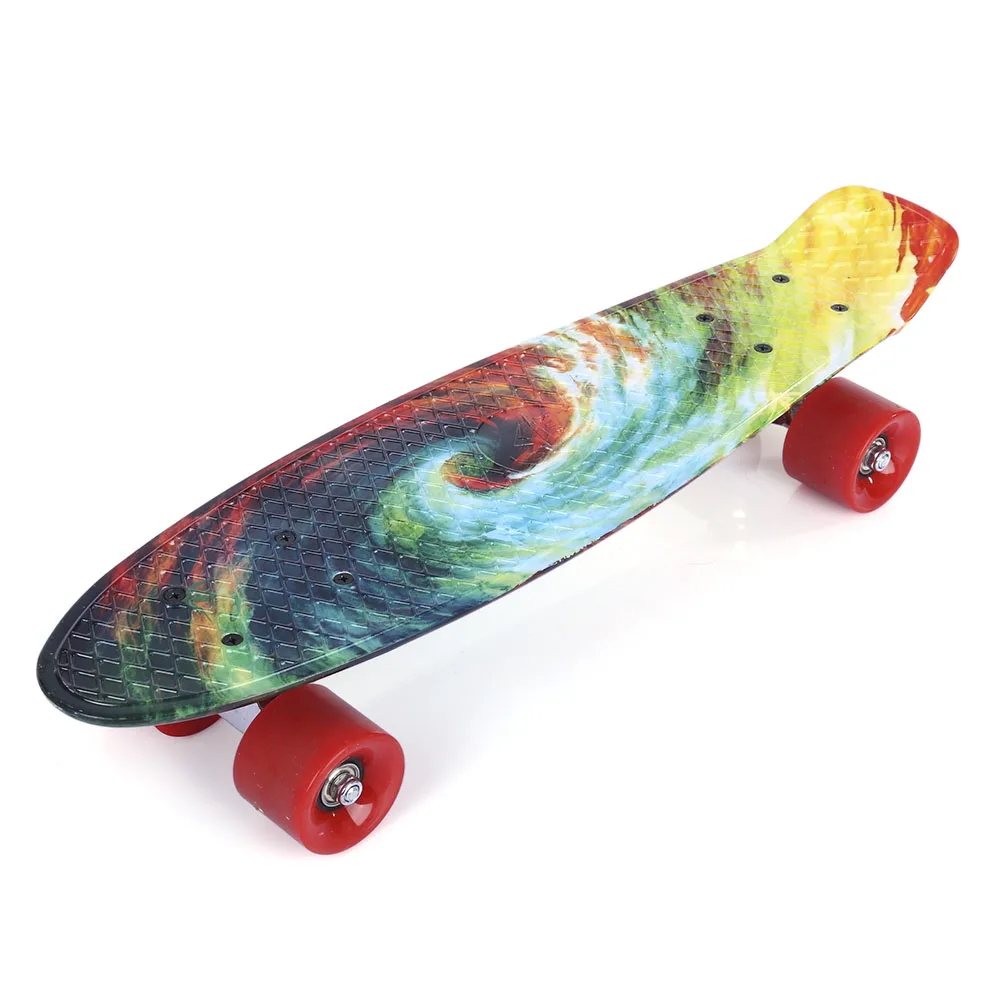 22 Inch Printing Pattern Four-Wheel Long Skateboard PP Board Deck Skate Board Shock Resistant Skateboard For Kids Adults - Цвет: COLORFUL