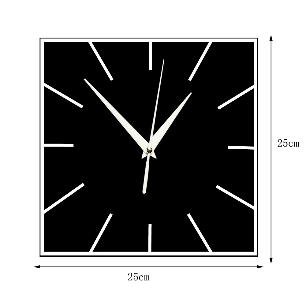 Настенные часы для гостиной, декоративные креативные настенные часы, модные квадратные цифровые бесшумные настенные часы, лучшие продажи, товаров - Цвет: Черный