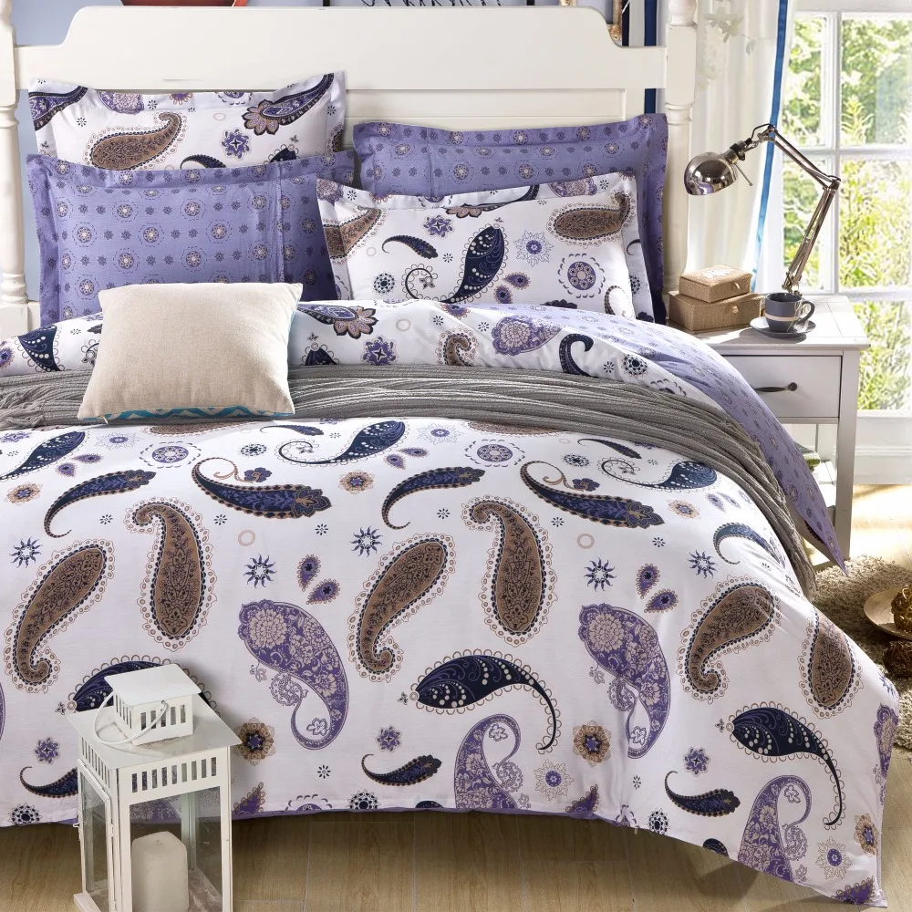 Contemporary Paisley Cotton Bedding Set Duvet Cover Bed Sheet