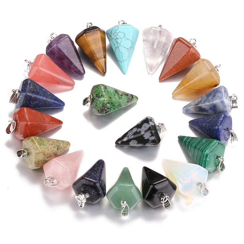 

New!Fashion natural stone pendant hexagonal cone shape charm jewelry line hammer DZ137 let 10 PCS wholesale free shipping