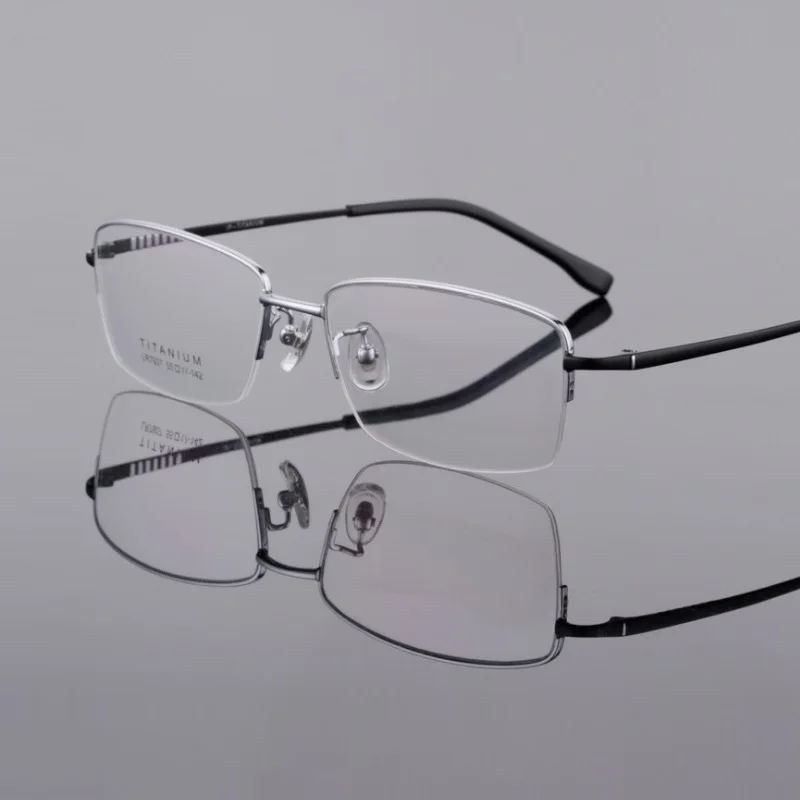 

-145Titanium Business Men Half Rim Optical Myopia Reading Glasses Computer Goggle Eyeglassses Frame Prescription Glasses Eyewear