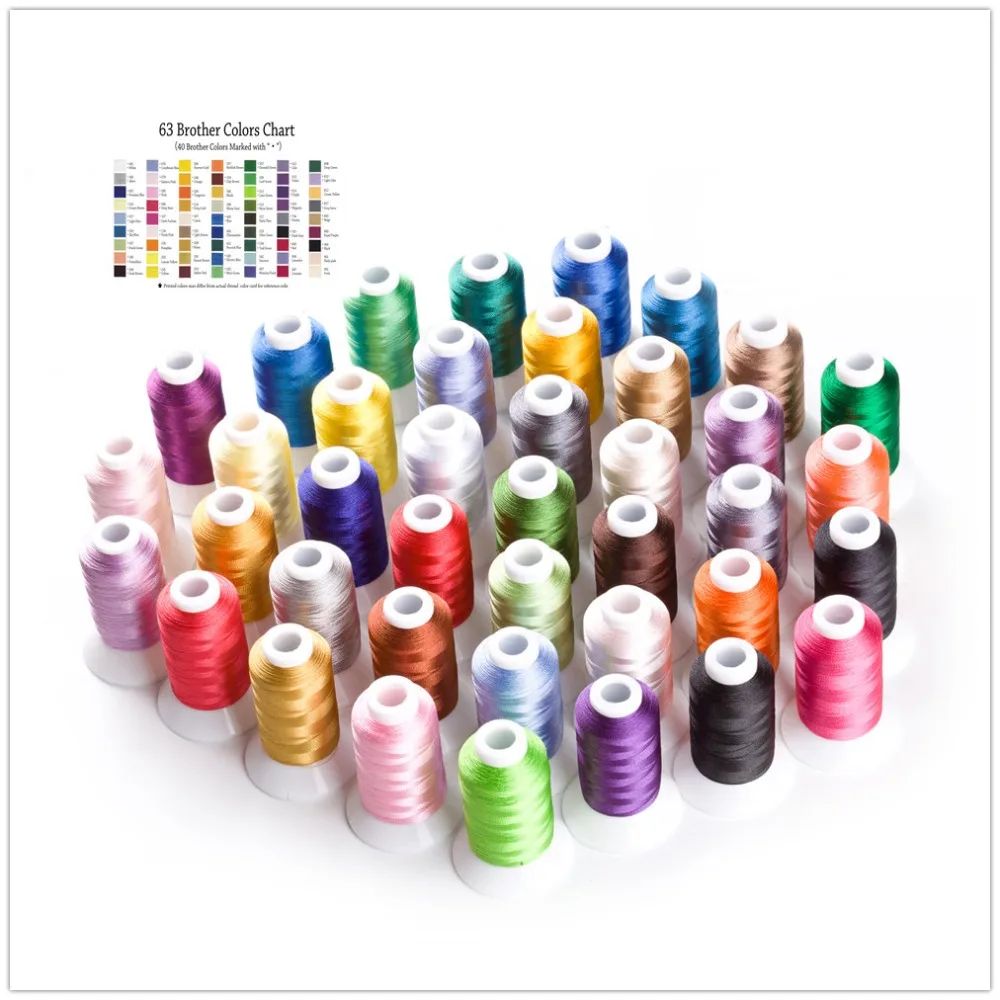 Simthread 40 brother colors polyester embroidery machine thread kit for