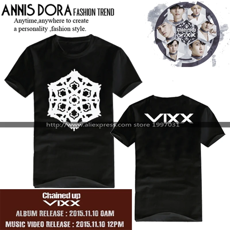 Футболка с короткими рукавами и логотипом KPOP VIXX Chained Up Ravi N Leo Ken Hyuk Hongbin|t-shirt style|t-shirt