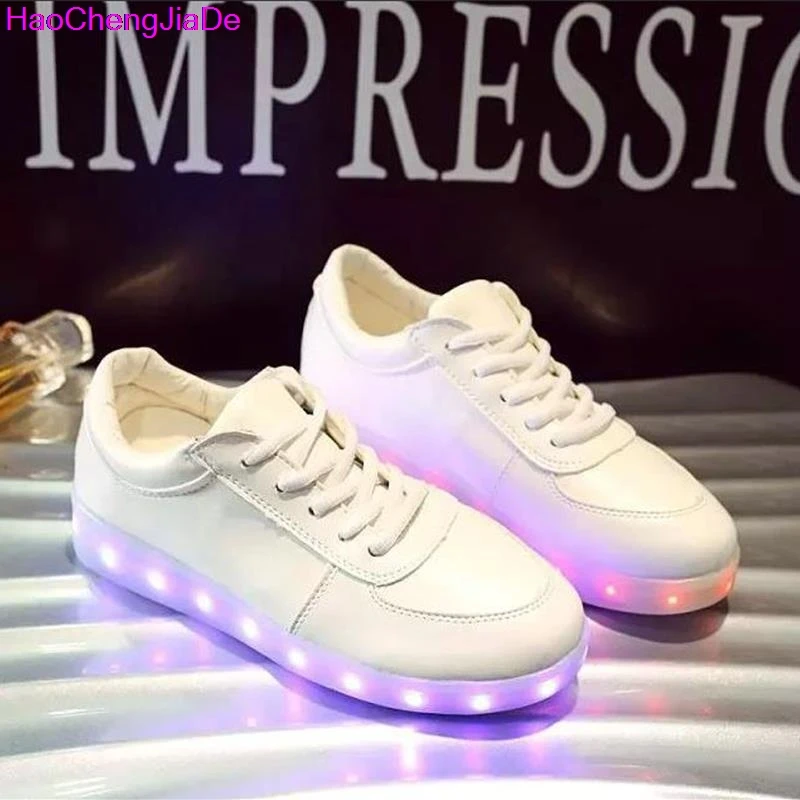 

HaoChengJiaDe Eur25-36 USB Charging Breathable Children Basket Led Sneakers Shoes With Lighted Up Luminous Shoes For Girls&Boys
