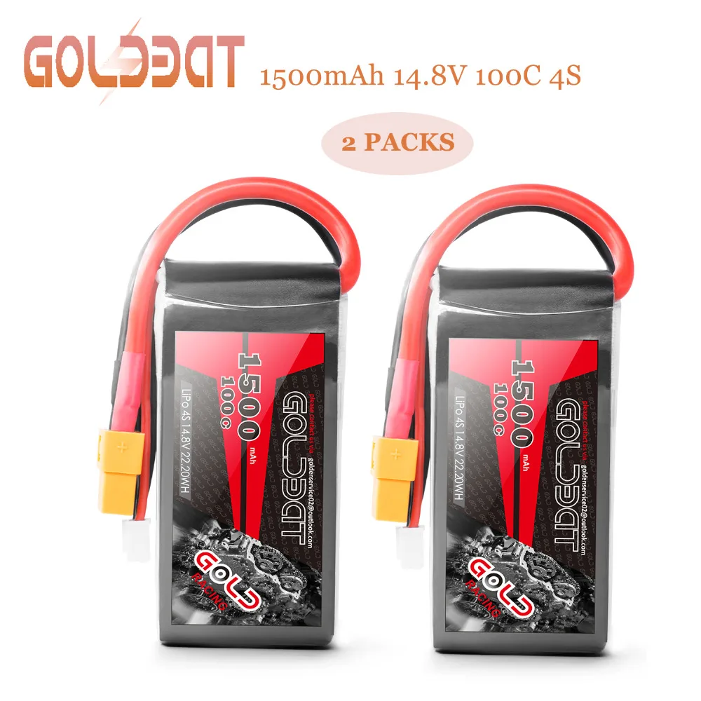 2 единицы GOLDBAT 1500mah Lipo батарея 14,8 v батарея Lipo 4S батарея 14,8 v lipo Дрон батарея 100C с XT60 разъем для fpv rc грузовик