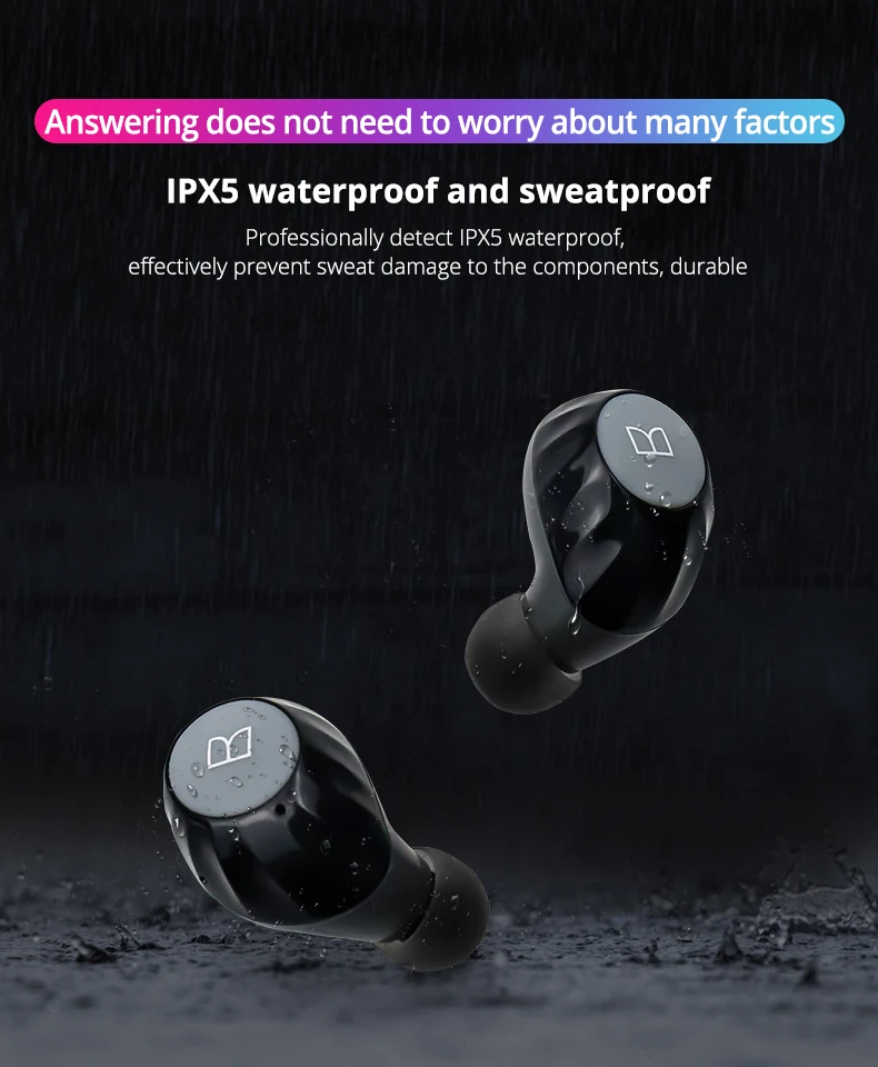 Monster TWS cleanity HD Airlinks беспроводные наушники Bluetooth 5,0 наушники IPX5 водонепроницаемые наушники i7s свободные наушники - Color: Black