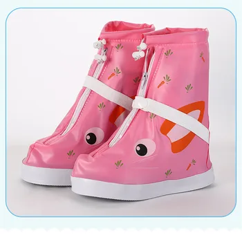

1pair Children Waterproof Protector Shoes Boot Cover Unisex Zipper Rain Shoe Covers High-Top Anti-Slip Rain Shoes Cases U3