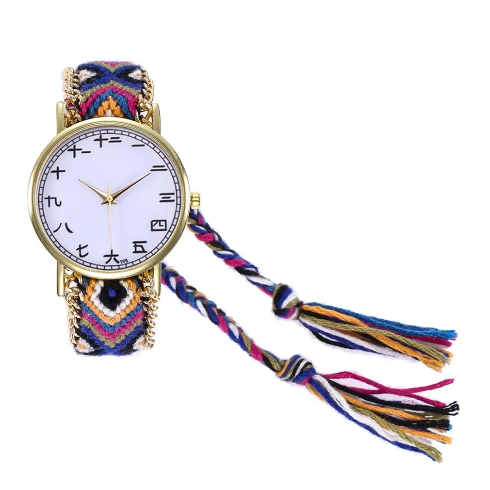 

Women's Watch Quartz Watch Chinese Character Wool Strap Round Dial Quartz Watches Exquisite Workmanship Casual