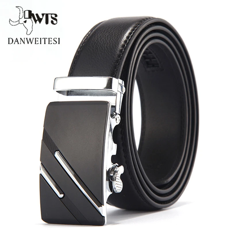 

[DWTS]Cow genuine Leather Belts for Men High Quality Male Brand Automatic Buckle black belt Cummerbunds cinturon hombre