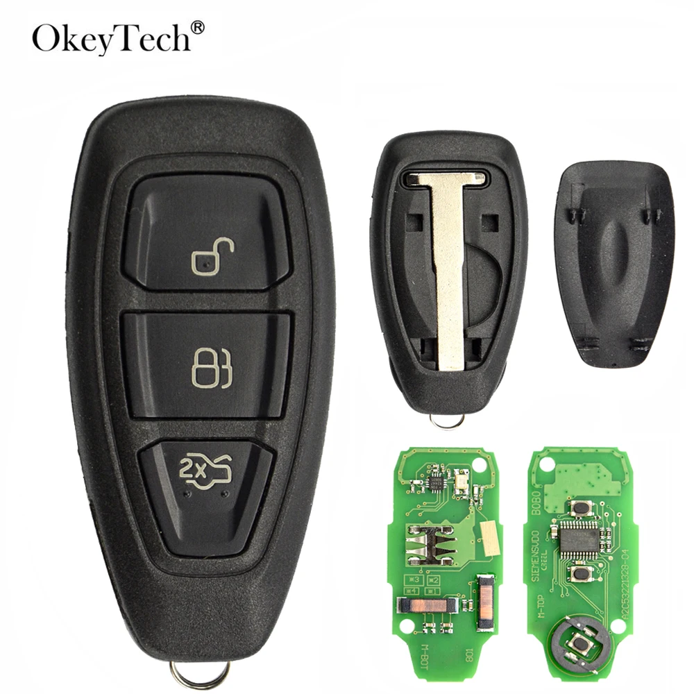 Baratos Okeytech 3 botones 433Mhz inteligente de control remoto coche clave para Ford Fiesta Ford Mondeo, C Max Kuga 2011, 2012, 2013, 2014, 2015 KR55 WK48801