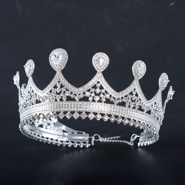 Woodqiqi Korean princess big crown wedding jewelry headdress European bride round crown headdress hair ornaments round crown (6)