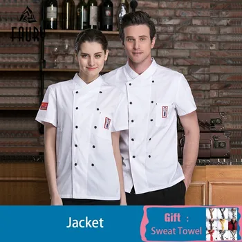 

Chef Kitchen Coo Jacket Summer Double Breasted Short Sleeve Uniform Catering Hotel Barbers Work Shirt Estampar El Nombre