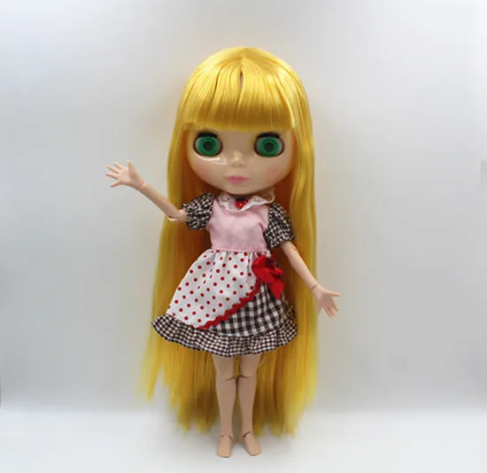 

Blygirl Blyth doll Yellow bangs straight hair joint body nude doll 19 joint body DIY doll can change makeup toy gift