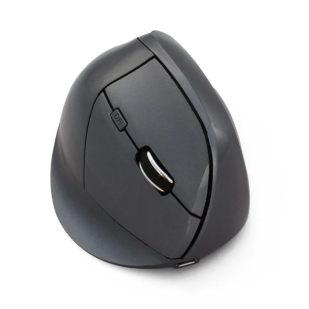 CHUYI, эргономичная Вертикальная беспроводная мышь, перезаряжаемая, 6 кнопок, компьютерная игровая мышь, 1600 dpi, Оптическая USB мышь для ПК, ноутбука, геймера - Цвет: Серый