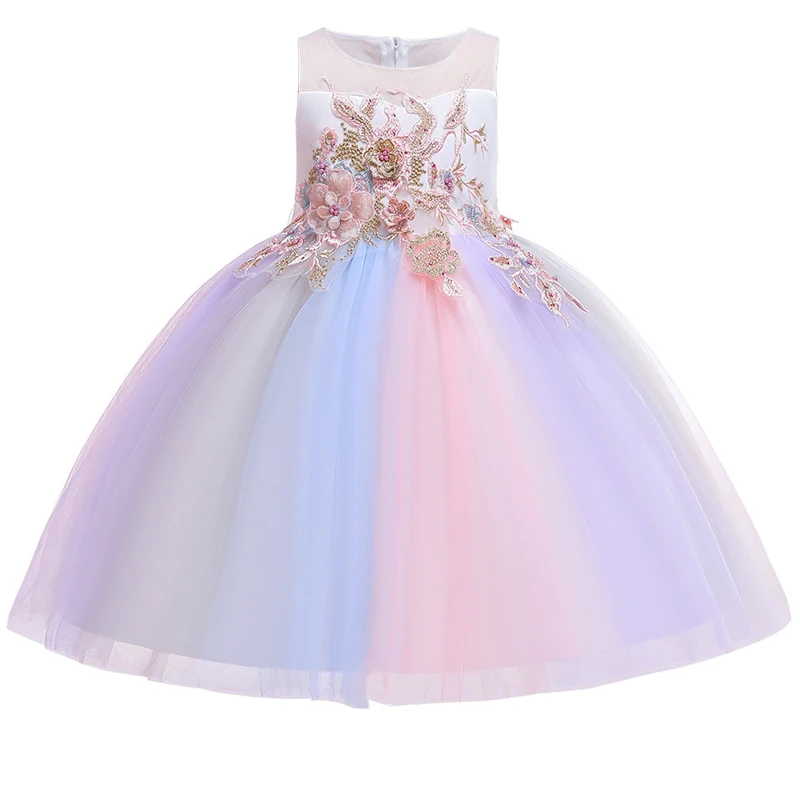 Цветы Летнее платье для девочек Детские платья для девочек детская одежда цветное платье принцессы вечерние свадебное платье на день рождения от 3 до 10 лет