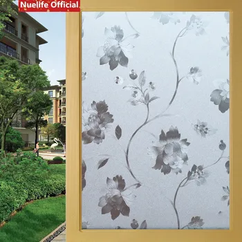

Peony flower pattern electrostatic frosted glass film lang living room bedroom bathroom office shopping mall door window film