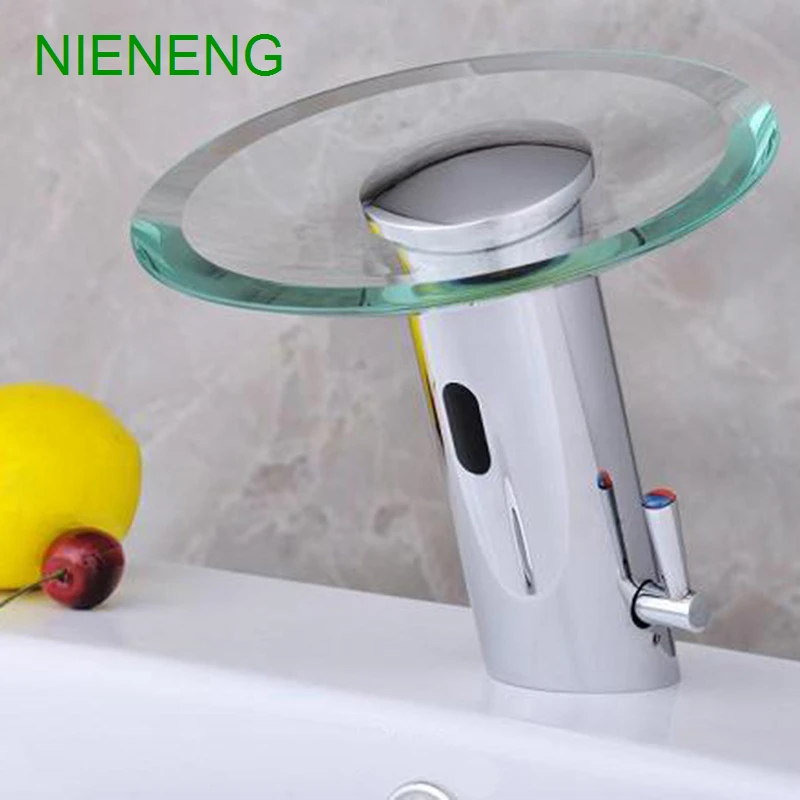

NIENENG sensor faucet bathroom sink mixer hot cold water automatic basin faucets hospital appliance taps medical tap ICD60229