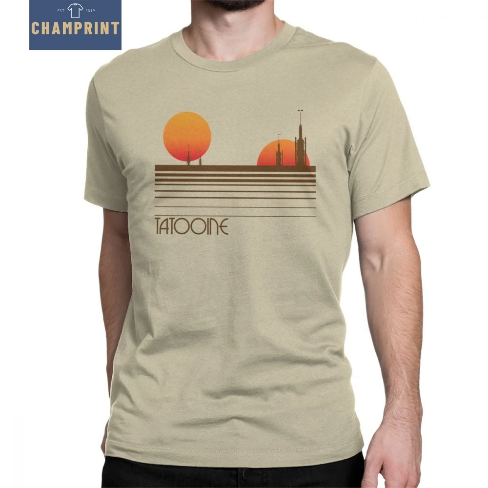 

Star Wars Visit Tatooine T-Shirt Men Short Sleeves Novelty Tees Crewneck 100% Cotton Tops Plus Size T Shirt