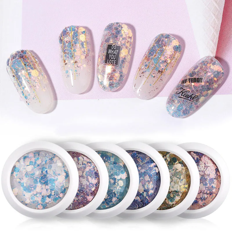 

1 Box Nail Glitter Flakes Sparkly 3D Colorful Sequins Spangles Polish Manicure Nails Art Decorations